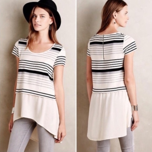 Anthropologie Tops - Anthropologie | Deletta Striped High Low Tunic